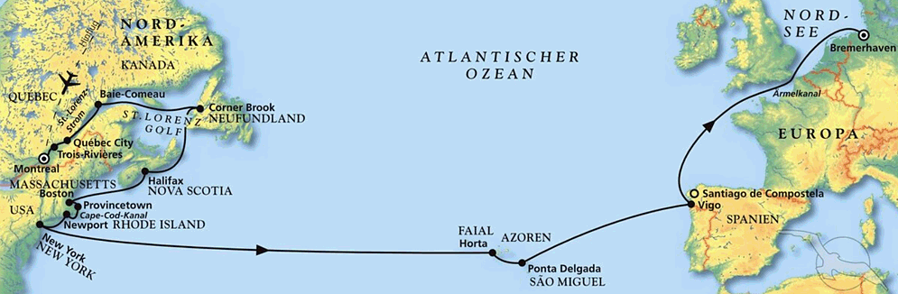MS Amera - Auf Traumfahrt zwischen St. Lorenz, New York & Azoren mit MS Amera, Kreuzfahrt MS Amera 12.09.2026 bis 10.10.2026