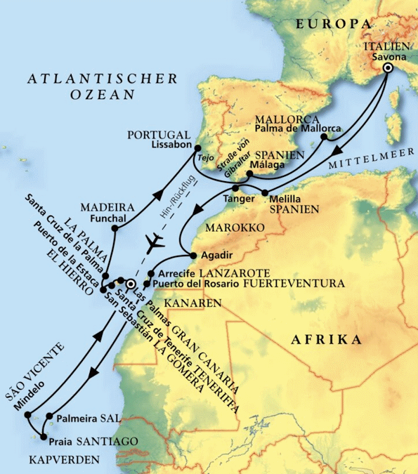 MS Amera - Die gro&szlig;e Kanaren- & Kapverden-Reise, Kreuzfahrt MS Amera 13.11.2027 bis 13.12.2027