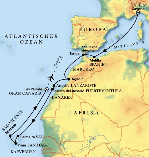MS Amera - Kanaren & Kapverden, Kreuzfahrt MS Amera 13.11.2027 bis 29.11.2027