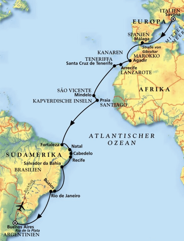 MS Amera - Inselfreuden, Brasilien und Argentinien, Kreuzfahrt MS Amera 13.12.2027 bis 12.01.2028