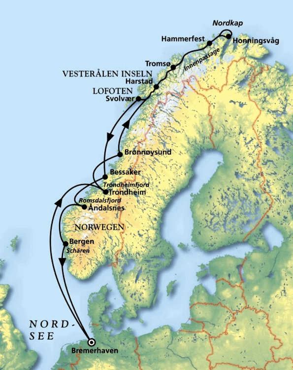 MS Amera - &Uuml;ber dem Polarkreis auf den Spuren der Postschiffe, Kreuzfahrt MS Amera 16.07.2027 bis 30.07.2027