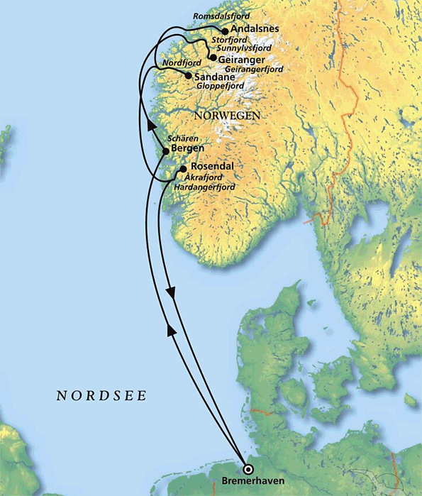 MS Amera - Fjorderlebnisse mit MS Amera, Kreuzfahrt MS Amera 23.07.2026 - 31.07.2026