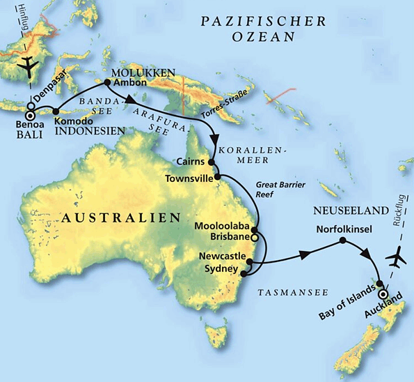 MS Amera - Von Bali über Australien nach Neuseeland, Kreuzfahrt MS Amera 25.02.2027 bis 20.03.2027