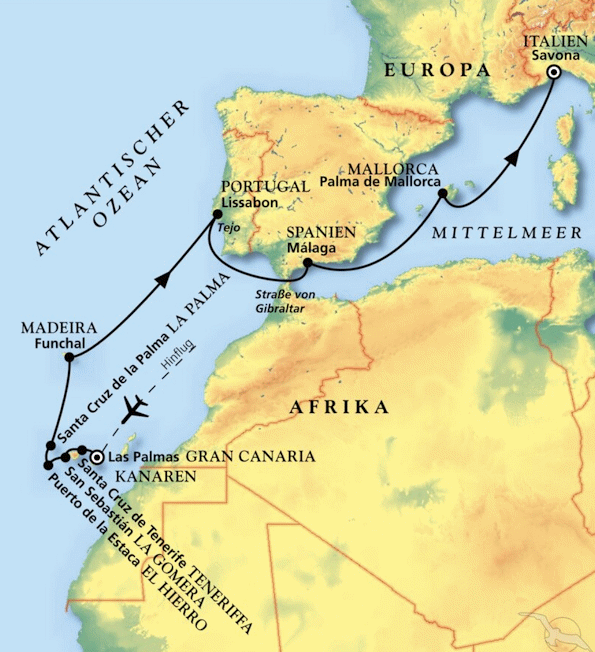 MS Amera - Mit MS Amera auf die Kanaren, Kreuzfahrt MS Amera 29.11.2027 bis 13.12.2027