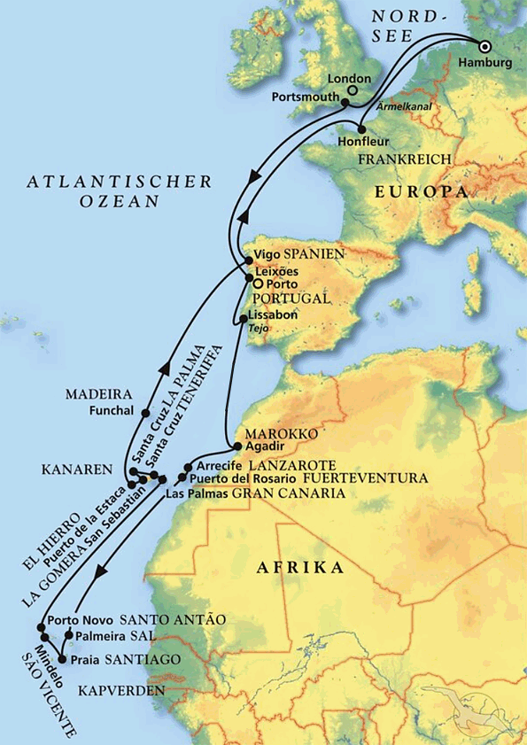 Ameras Atlantik-Inselzauber in 35 Tagen, Kreuzfahrt MS Amera 31.10.2026 - 05.12.2026