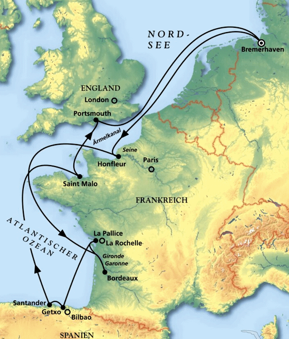 Westeuropas sch&ouml;nste Seiten, Kreuzfahrt MS Artania 05.10.2027 bis 18.10.2027
