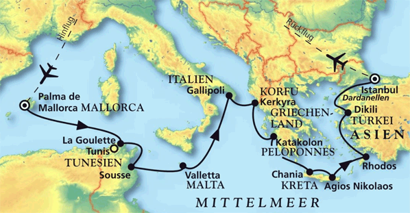 Mittelmeerküsten und Inselvielfalt, Kreuzfahrt MS Artania 06.11.2025 bis 20.11.2025