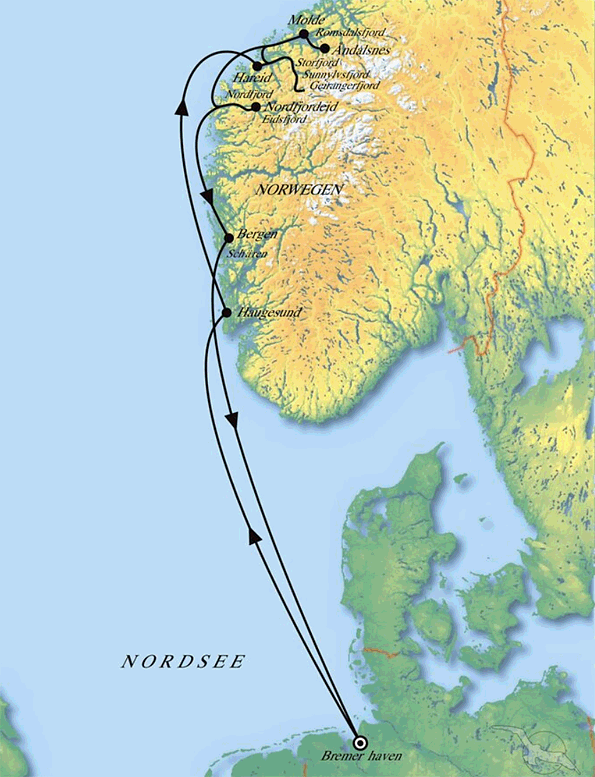 Zauberhafte Fjorde & Küstenorte in Norwegen, Kreuzfahrt MS Artania 10.06.2026 bis 18.06.2026