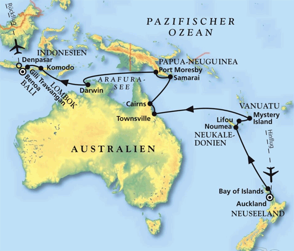 Neuseeland, Polynesien, Australien und Indonesien, Kreuzfahrt MS Artania 11.02.2027 bis 09.03.2027