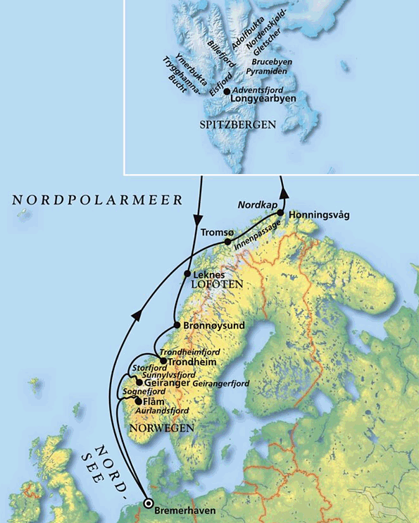 Norwegens Traumküsten und Spitzbergen, Kreuzfahrt MS Artania 11.07.2026 bis 27.07.2026