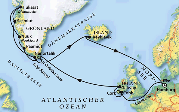 Kalaallit Nunaat - Die gro&szlig;e Reise nach Gr&ouml;nland und Spitzbergen, Kreuzfahrt MS Artania 12.08.2026 bis 05.09.2026