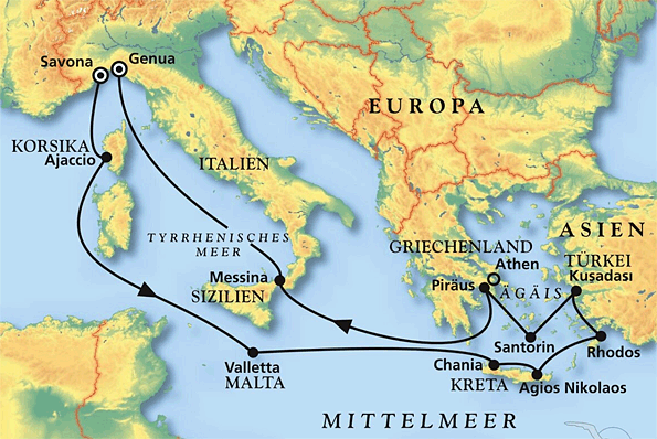 Goldener Herbst im Ägäischen Meer, Kreuzfahrt MS Artania 15.10.2026 bis 29.10.2026