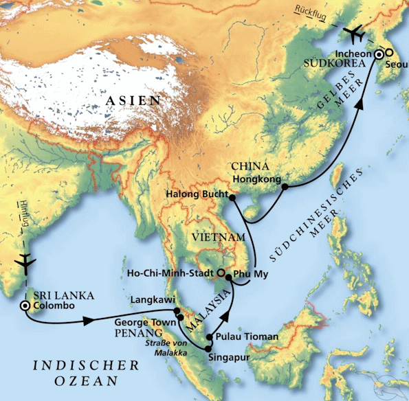 Mit MS Artania in den Fernen Osten, Kreuzfahrt MS Artania 16.02.2028 bis 09.03.2028