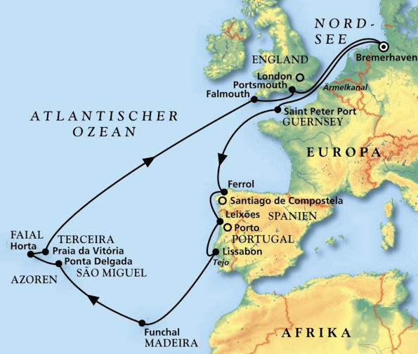 Das gro&szlig;e Inselabenteuer im Atlantik, Kreuzfahrt MS Artania 16.09.2027 bis 05.10.2027