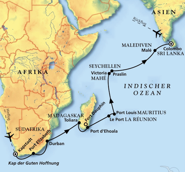Vom Tafelberg zu den Teebergen Sri Lankas, Kreuzfahrt MS Artania 21.01.2028 bis 16.02.2028