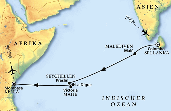 Traumreise zu den Malediven und nach Ostafrika, Kreuzfahrt MS Artania 23.03.2027 bis 04.04.2027