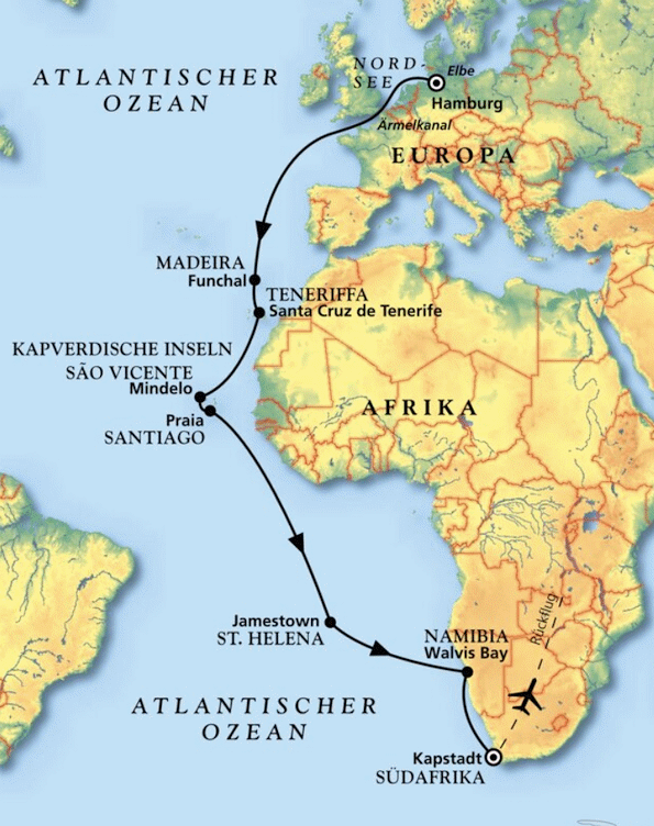 Bis ans Kap der Guten Hoffnung, Kreuzfahrt MS Artania 23.12.2027 bis 21.01.2028