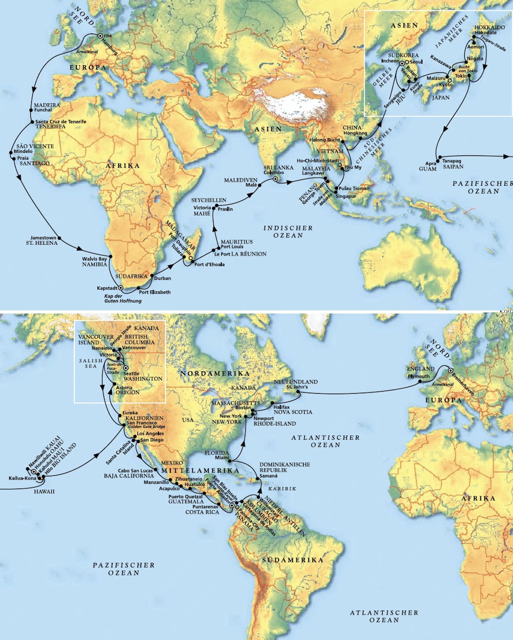 Gro&szlig;e Weltreise mit MS Artania, Kreuzfahrt MS Artania 23.12.2027 bis 20.06.2028