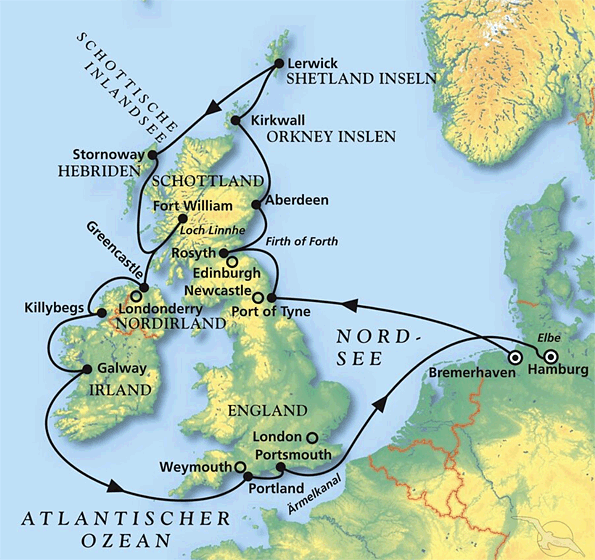 Großbritannien intensiv und Spitzbergen, Kreuzfahrt MS Artania 27.07.2026 bis 12.08.2026