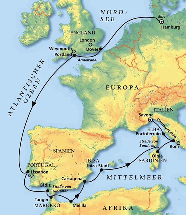 Der Sonne folgend mit Kurs aufs Mittelmeer, Ostsee Kreuzfahrt MS Artania 29.09.2026 bis 15.10.2026