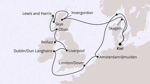 AIDAbella - Großbritannien & Irland ab Kiel, AIDAbella am 05.07.2026 bis 19.07.2026, Aida
