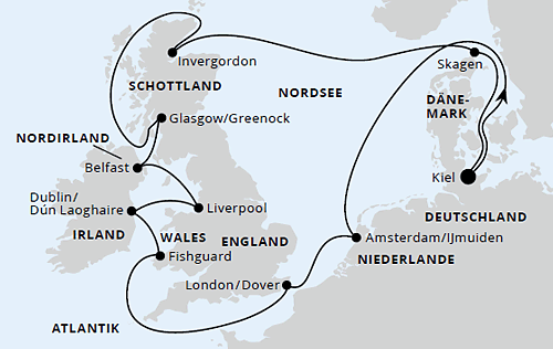 Großbritannien & Irland, AIDAbella vom 25.07.2027 bis 08.08.2027