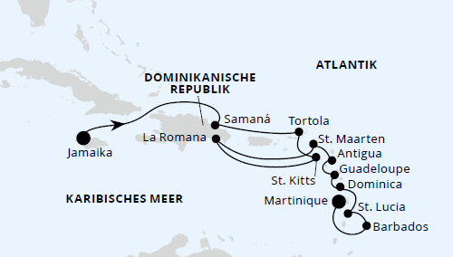 Karibik mit Kleinen Antillen ab Jamaika, AIDAbella am 24.11.2024 & 16.02.2025, AIDA