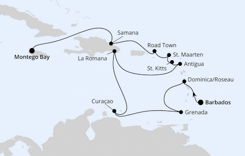 Karibische Inseln ab Barbados, AIDAbella vom 07.02.2027 bis 21.02.2027