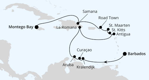 Karibische Inseln ab Barbados, AIDAbella vom 15.11.2026 bis 29.11.2026