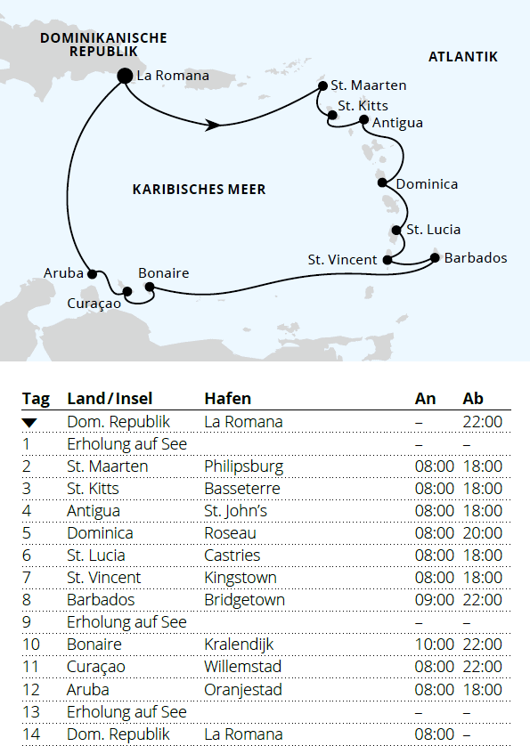 AIDAbella vom 11.12.2027 bis 25.12.2027, AIDA - Karibische Inseln ab Dominikanische Republik 1