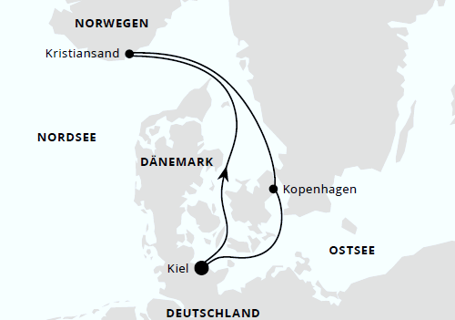 Kurzreise Norwegen & Dänemark ab Kiel 2, AIDAbella vom 02.05.2027 bis 06.05.2027