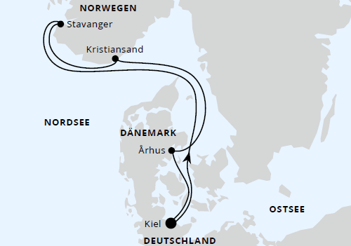 Kurzreise nach S&uuml;dnorwegen ab Kiel, AIDAbella vom 09.05.2027 bis 14.05.2027