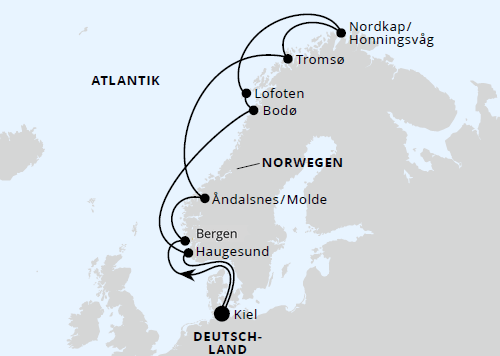Norwegen mit Lofoten & Vesterålen ab Kiel, AIDAbella vom 08.08.2027 bis 22.08.2027