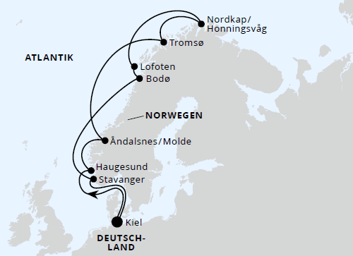 Norwegen mit Lofoten & Vester&aring;len ab Kiel, AIDAbella vom 13.06.2027 bis 27.06.2027