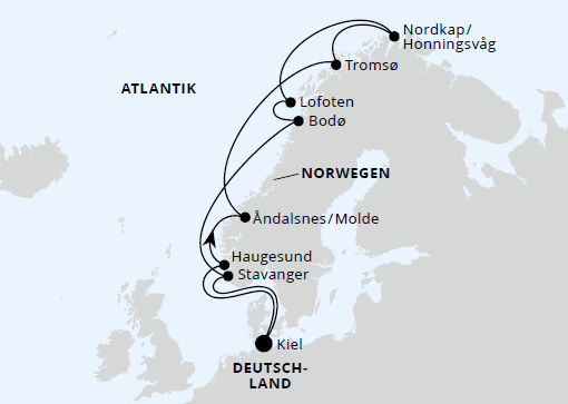AIDAbella - Norwegen mit Lofoten & Nordkap - 26.05.2024, 09.06.2024, 07.07.2024, 21.07.2024, 18.08.2024 - Aida Norwegen mit Lofoten & Nordkap