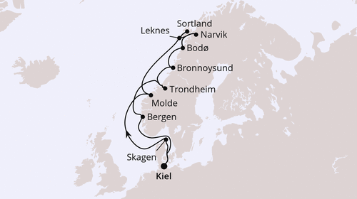 AIDAbella - Norwegen mit Lofoten & Vesterålen ab Kiel, AIDAbella am 07.06.2026 bis 21.06.2026, Aida