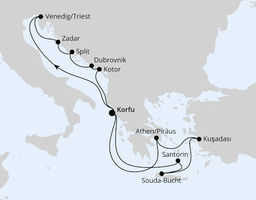 Adria & Griechenland ab Korfu 1, AIDAblu vom 03.10.2026 bis 17.10.2026