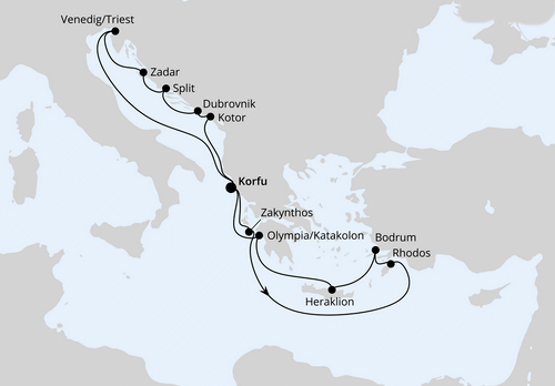 Adria & Griechenland ab Korfu 2, AIDAblu vom 26.09.2026 bis 10.10.2026