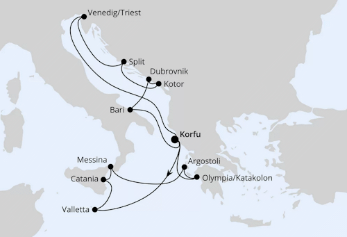 Adria & Mittelmeerinseln ab Korfu, AIDAblu vom 04.07.2026 bis 18.07.2026