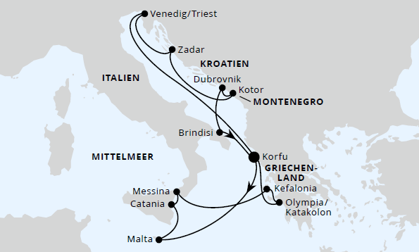 Adria & Mittelmeerinseln ab Korfu, AIDAblu vom 05.06.2027 bis 19.06.2027