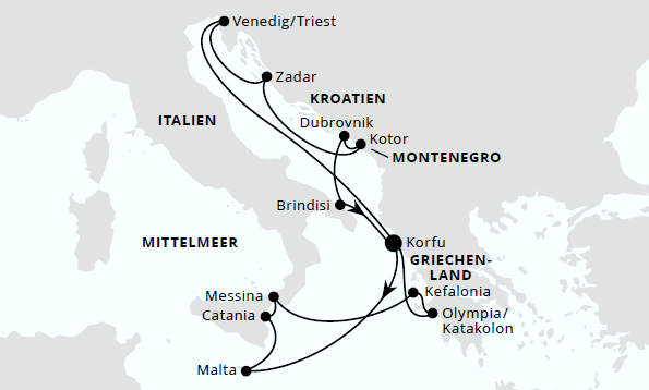 Adria & Mittelmeerinseln ab Korfu, AIDAblu vom 17.07.2027 bis 31.07.2027