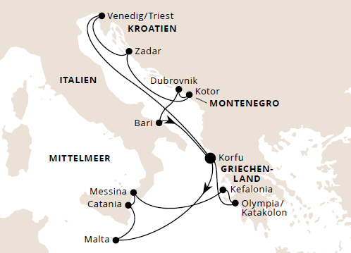 AIDA - Adria & Mittelmeerinseln ab Korfu, AIDAblu am 13.06.2026, 04.07.2026, 25.07.2026, 15.08.2026 und 05.09.2026