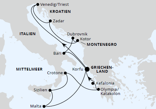 AIDAblu - Adria & Mittelmeerinseln 2024, AIDAblu von April bis Oktober 2024 für 14 Tage, AIDA Kreuzfahrten mit AIDAblu im Mittelmeer 2024