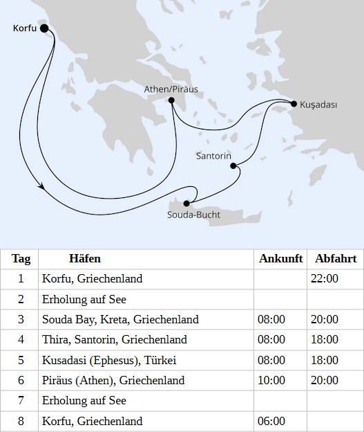 Griechenland ab Korfu 1, AIDAblu vom 14.10.2028 bis 21.10.2028