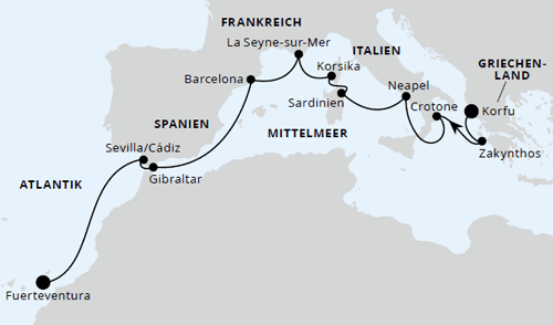 Griechenland, Andalusien & Kanaren ab Korfu 2, AIDAblu vom 24.10.2026 bis 06.11.2026