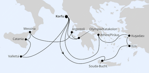 Griechenland & Mittelmeerinseln ab Korfu 1, AIDAblu vom 06.06.2026 bis 20.06.2026 für 14 Tage