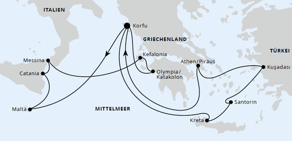 Griechenland & Mittelmeerinseln ab Korfu 1, AIDAblu vom 08.05.2027 bis 15.05.2027