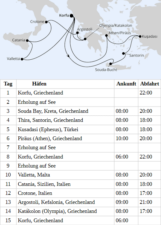 Griechenland & Mittelmeerinseln ab Korfu 1, AIDAblu vom 12.08.2028 bis 26.08.2028