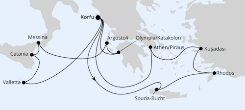 Griechenland & Mittelmeerinseln ab Korfu 1, AIDAblu vom 21.08.2027 bis 04.09.2027