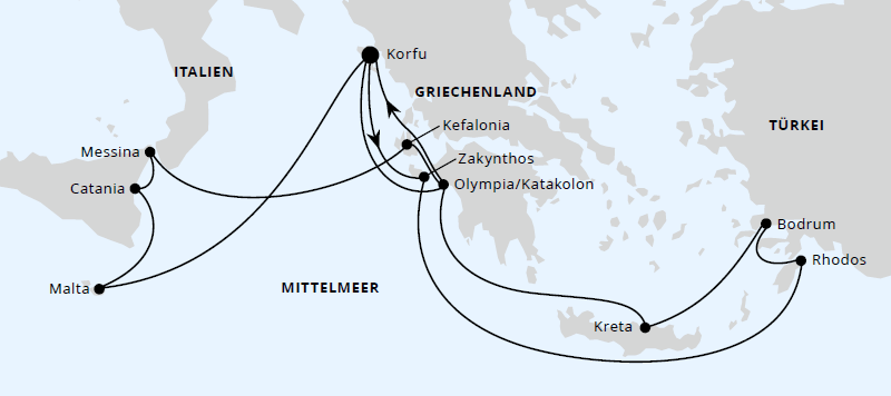 Griechenland & Mittelmeerinseln ab Korfu 2, AIDAblu vom 31.07.2027 bis 14.08.2027